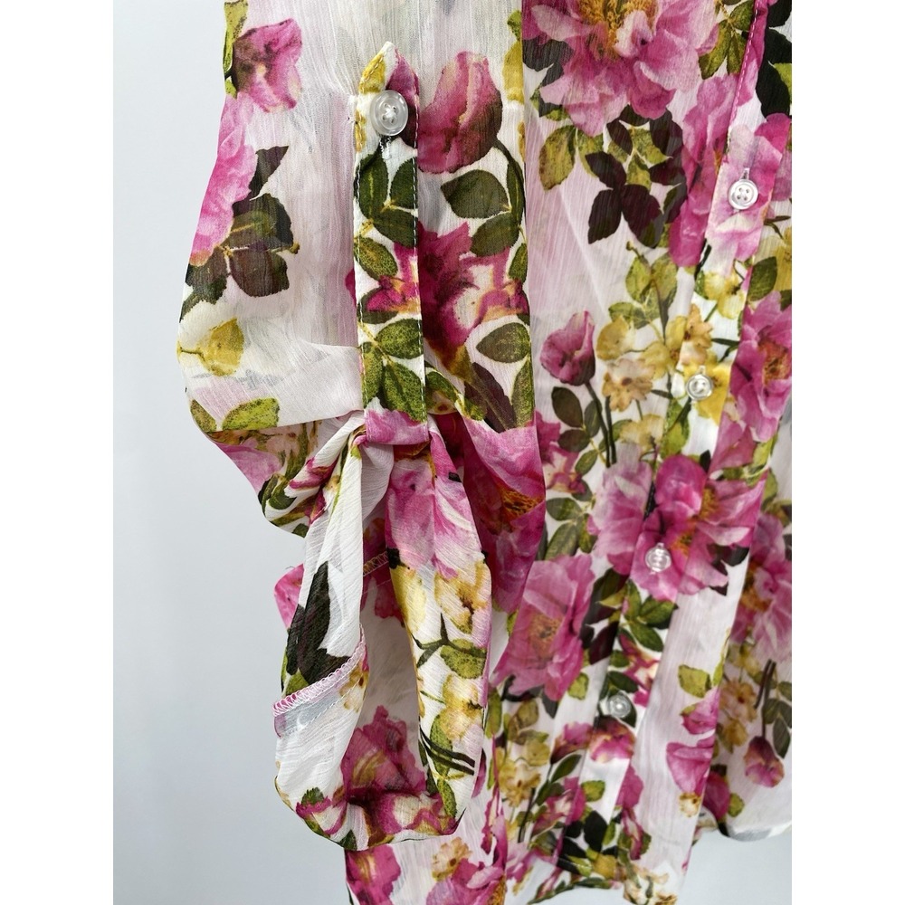 KUT From The Kloth Chiffon Button-Up Shirt Floral Dusty Pink Small NWT - Picture 3 of 14